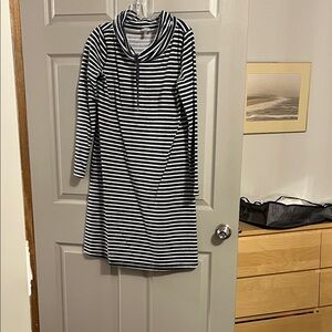 Talbots Navy and White Striped Top